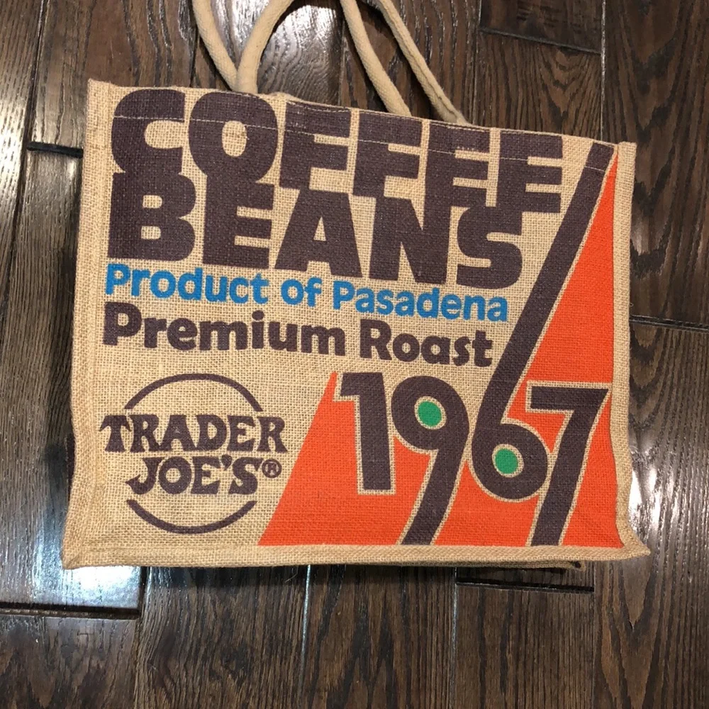 Trader Joe’s coffee beans burlap tote bag